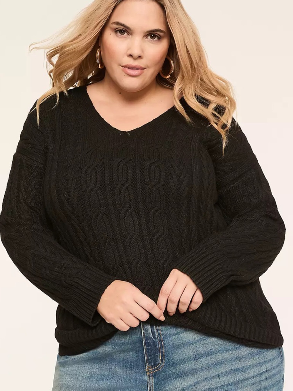 🆕 Lane Bryant V-Neck Cable Knit Pullover Sweater